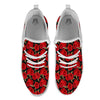 Floral Red Rose Print Pattern White Athletic Shoes-grizzshop