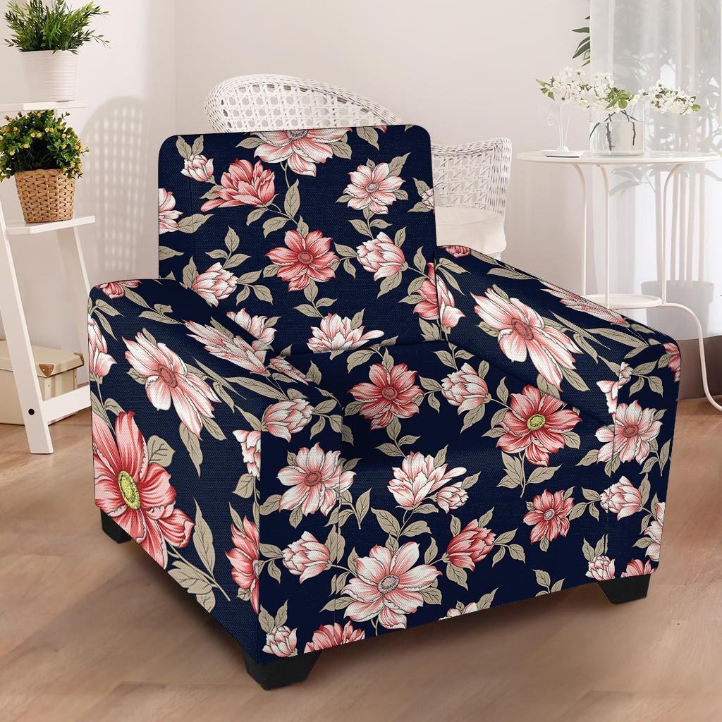 Floral Rose Print Armchair Cover-grizzshop