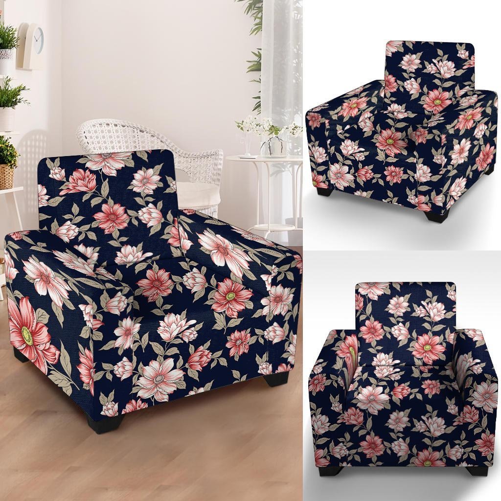 Floral Rose Print Armchair Cover-grizzshop