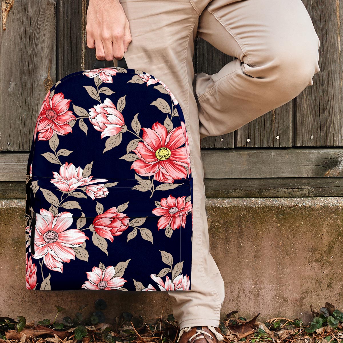 Floral Rose Print Backpack-grizzshop