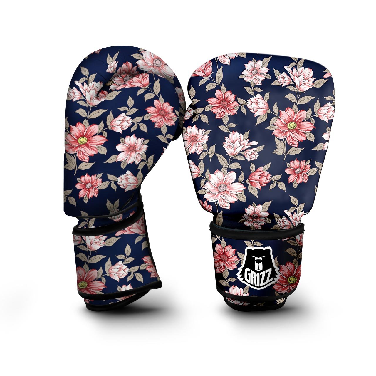 Floral Rose Print Boxing Gloves-grizzshop