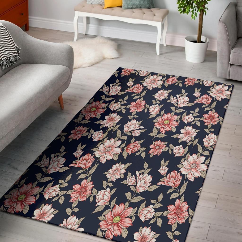 Floral Rose Print Floor Mat-grizzshop