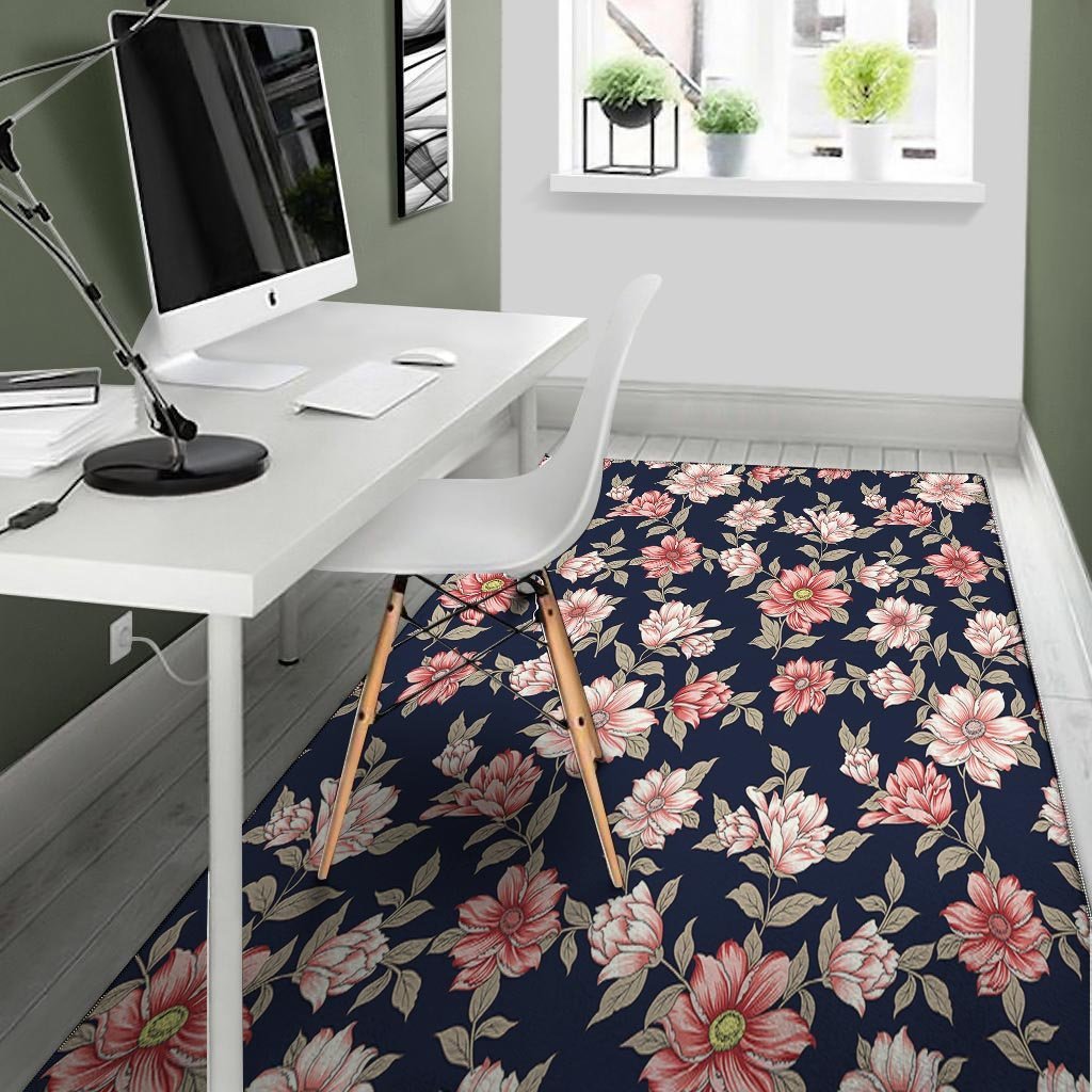 Floral Rose Print Floor Mat-grizzshop