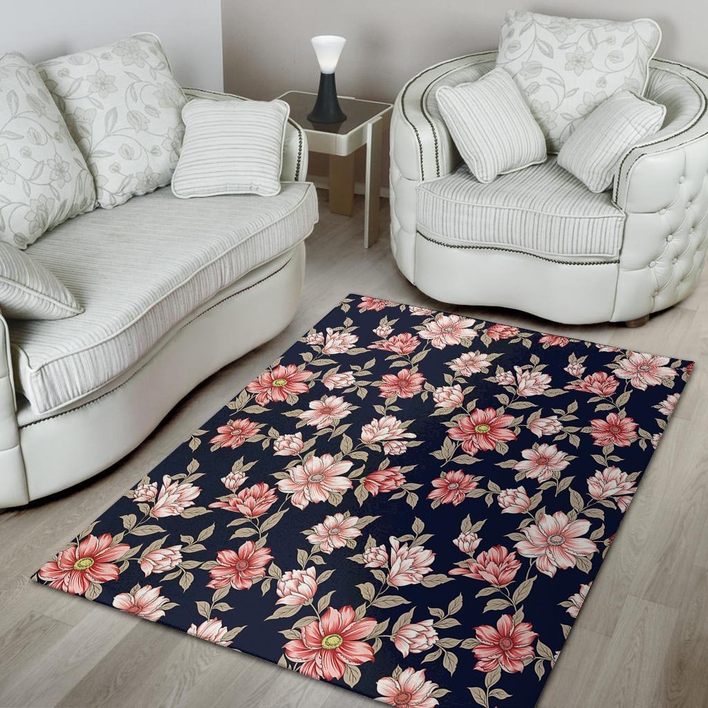 Floral Rose Print Floor Mat-grizzshop