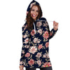 Floral Rose Print Hoodie Dress-grizzshop