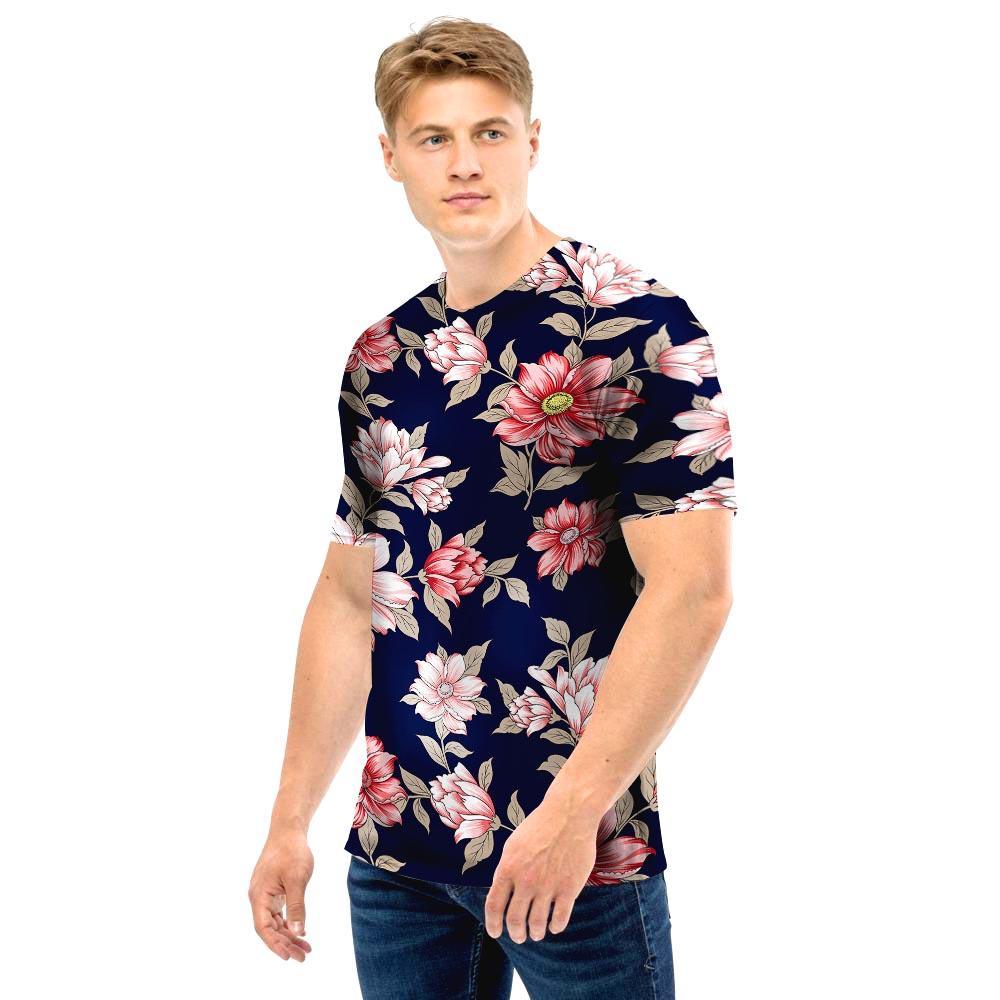 Floral Rose Print Men T Shirt-grizzshop