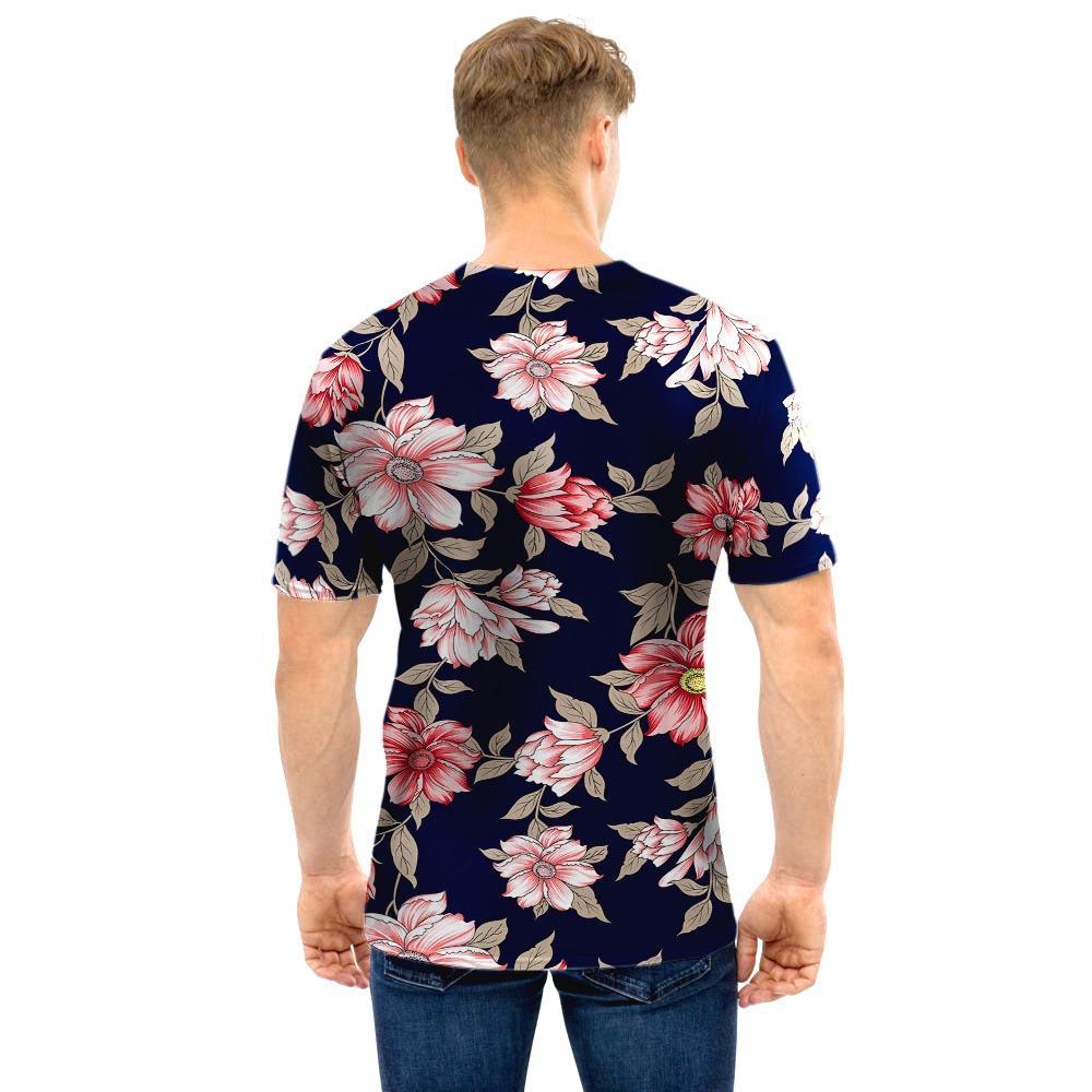 Floral Rose Print Men T Shirt-grizzshop