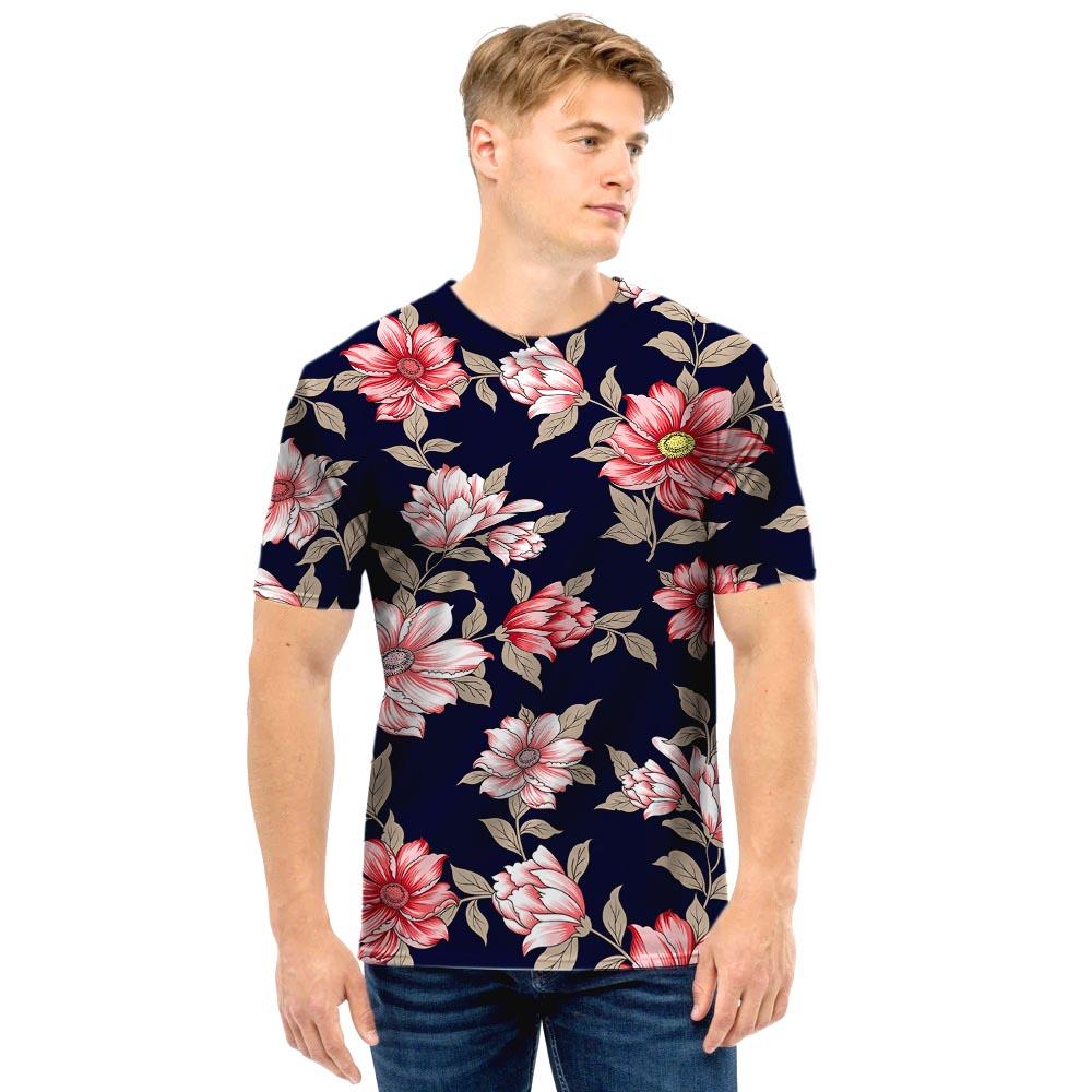 Floral Rose Print Men T Shirt-grizzshop