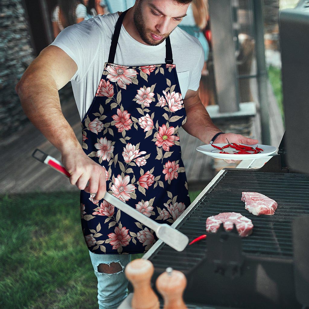 Floral Rose Print Men's Apron-grizzshop