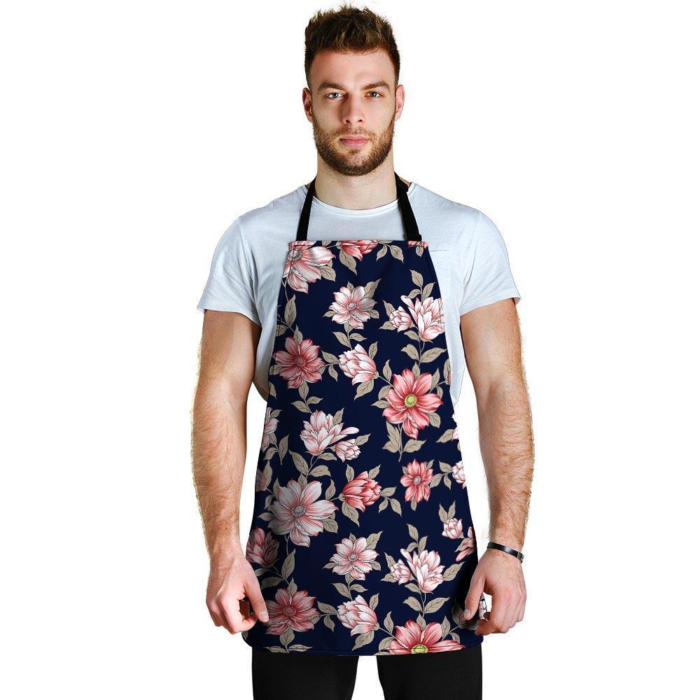 Floral Rose Print Men's Apron-grizzshop