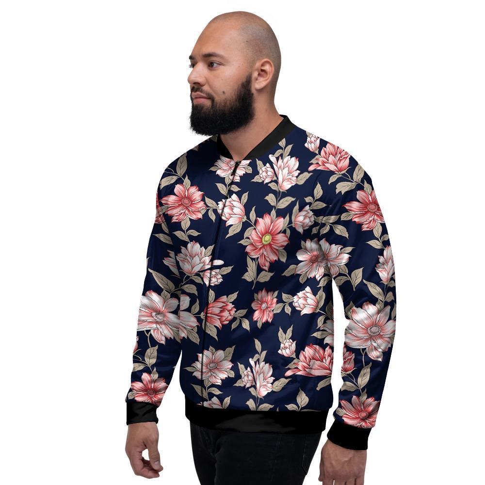 Floral Rose Print Men's Bomber Jacket-grizzshop