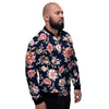 Floral Rose Print Men's Bomber Jacket-grizzshop