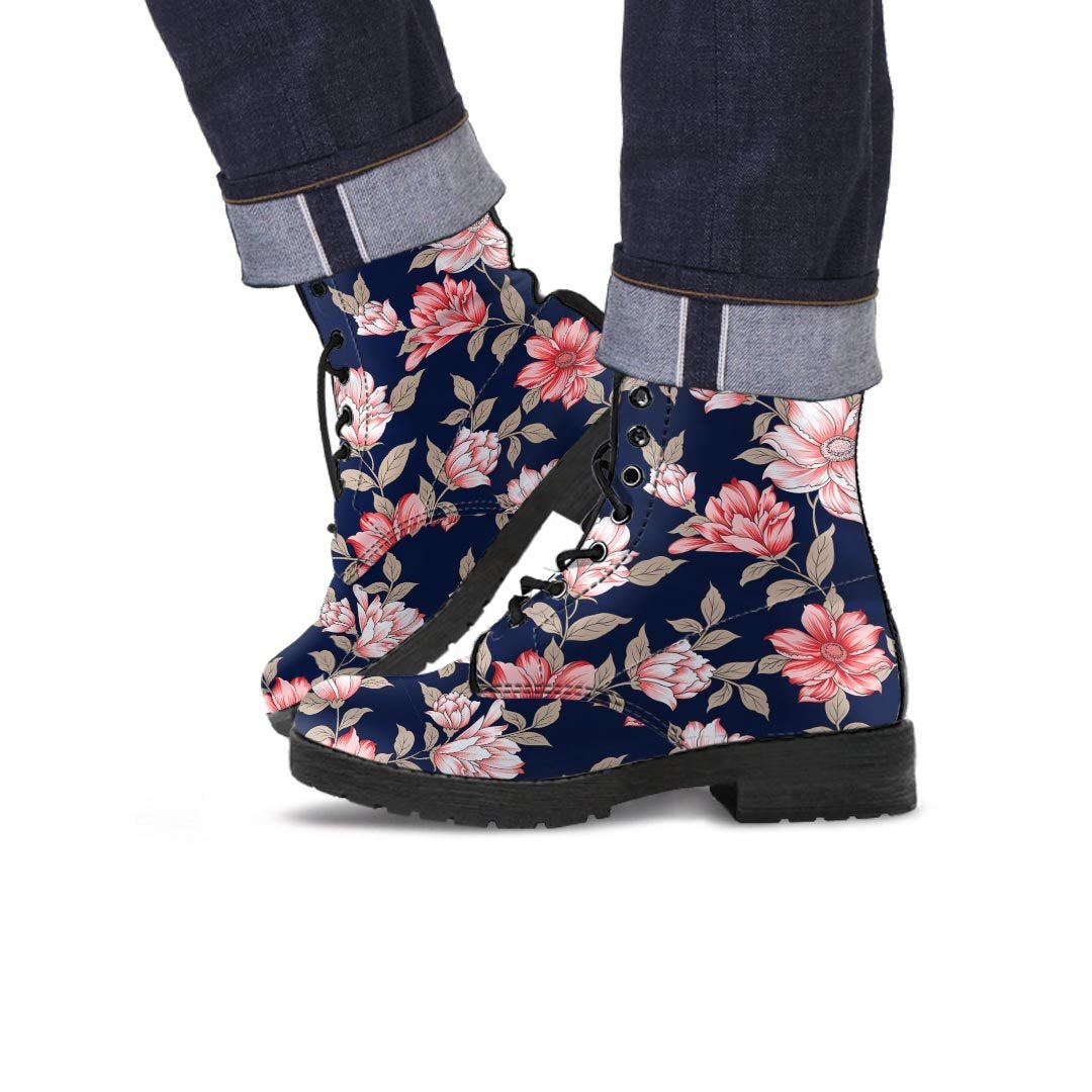 Floral Rose Print Men's Boots-grizzshop