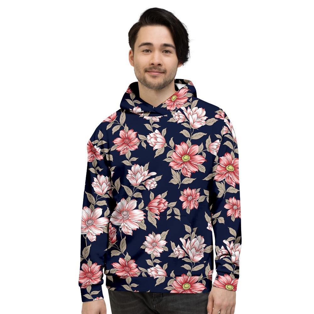 Floral Rose Print Men's Hoodie-grizzshop