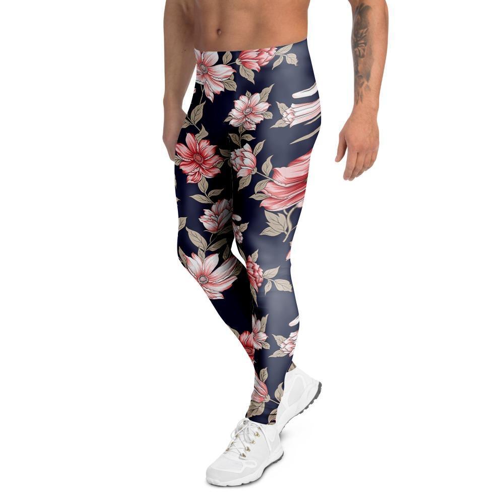 Floral Rose Print Men's Leggings-grizzshop