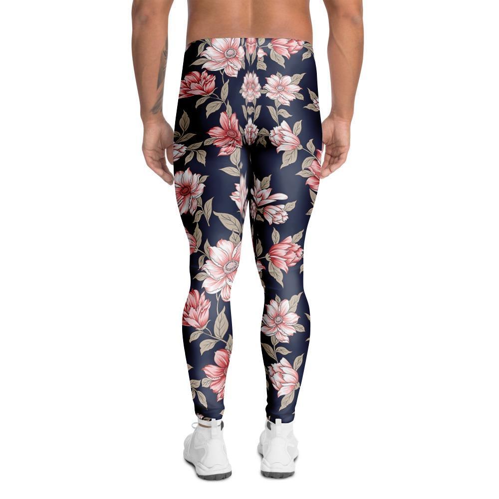 Floral Rose Print Men's Leggings-grizzshop