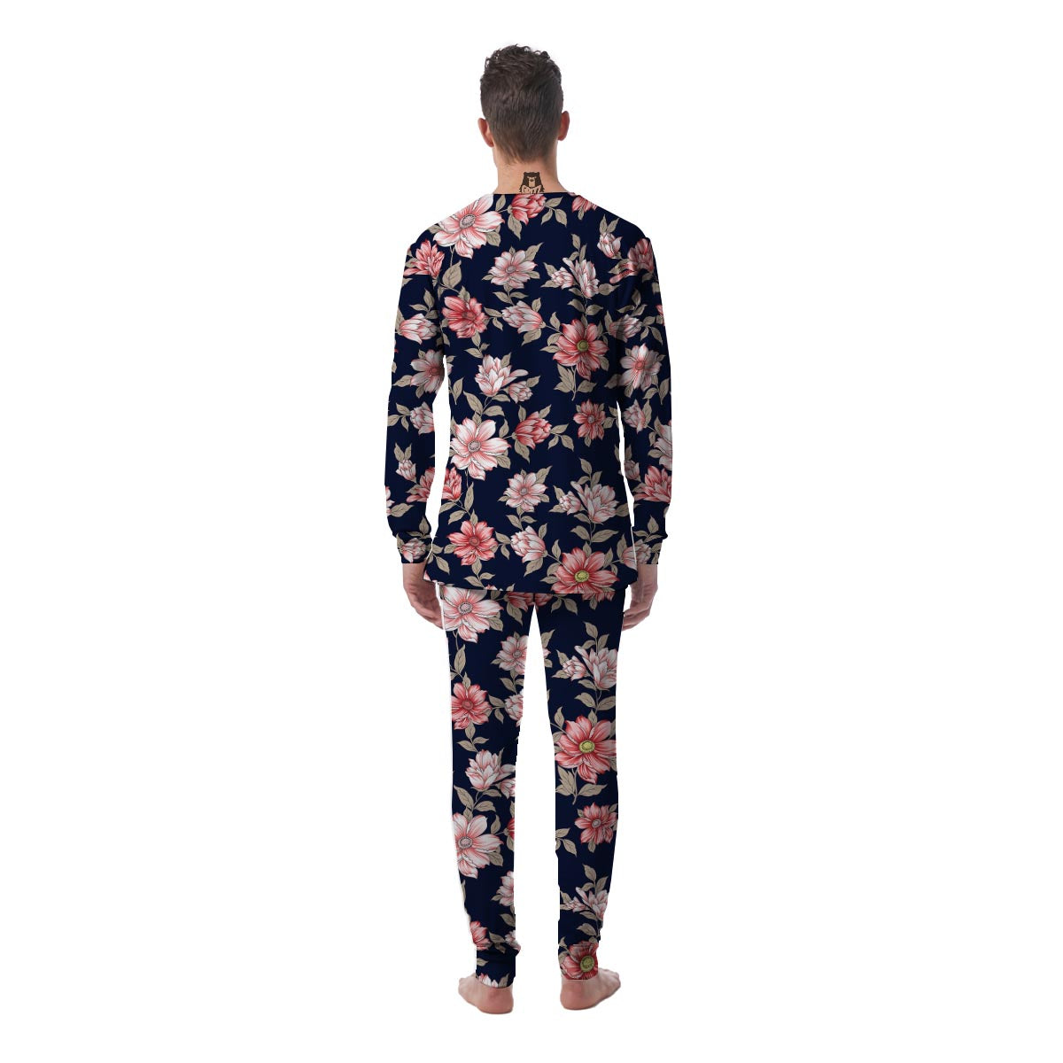 Floral Rose Print Men's Pajamas-grizzshop