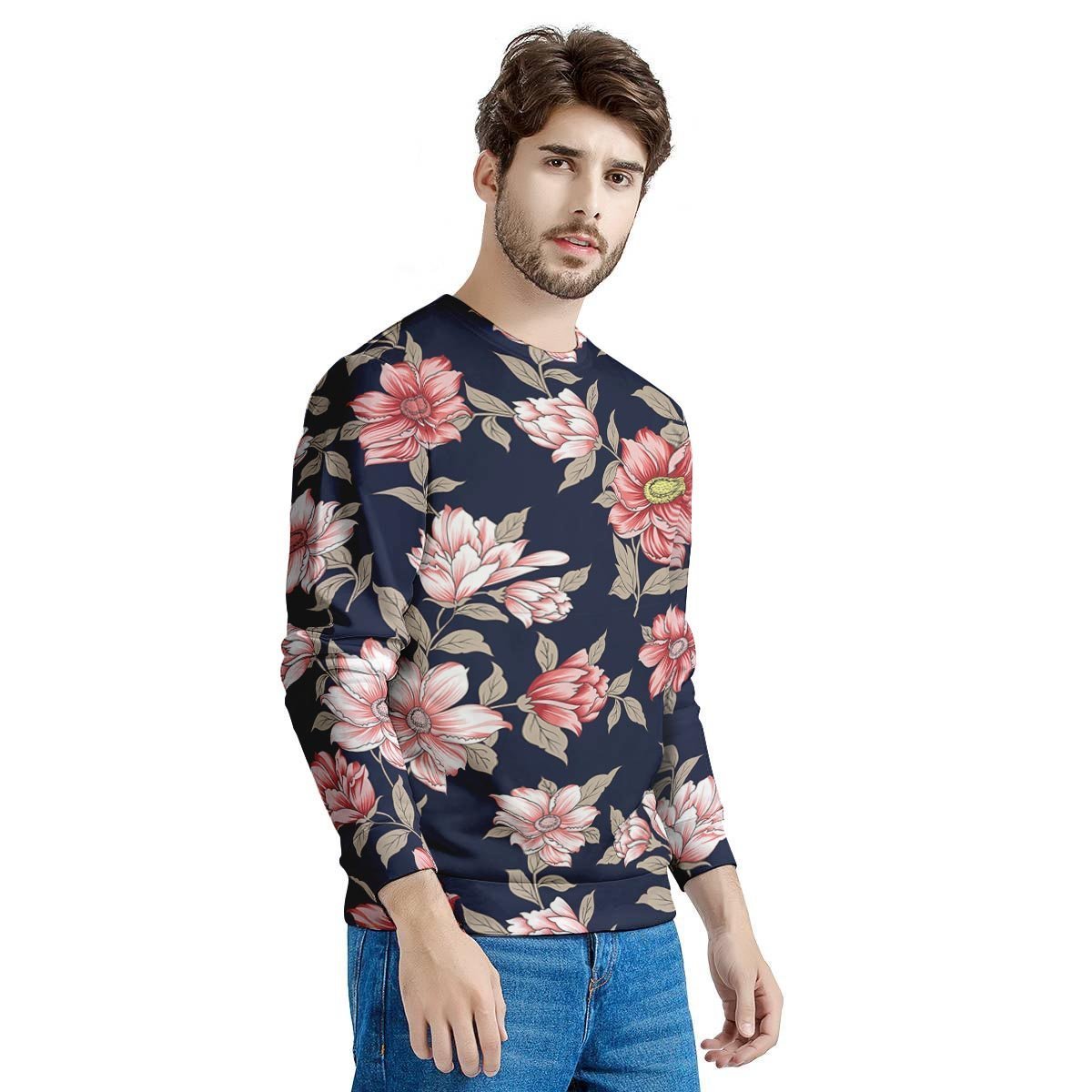 Floral Rose Print Men's Sweatshirt-grizzshop