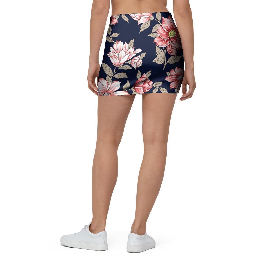 Floral Rose Print Mini Skirt-grizzshop