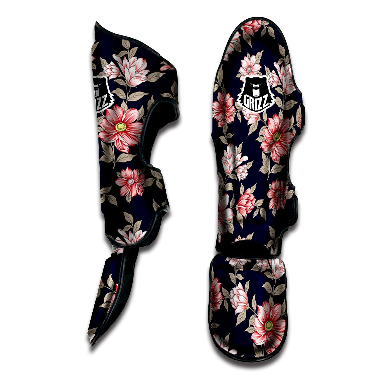 Floral Rose Print Muay Thai Shin Guard-grizzshop