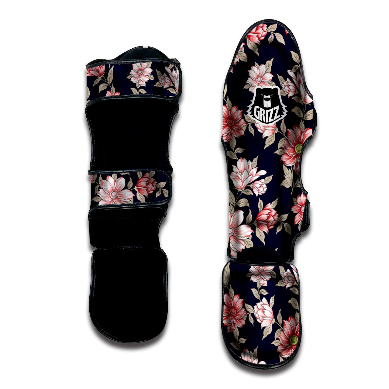 Floral Rose Print Muay Thai Shin Guard-grizzshop