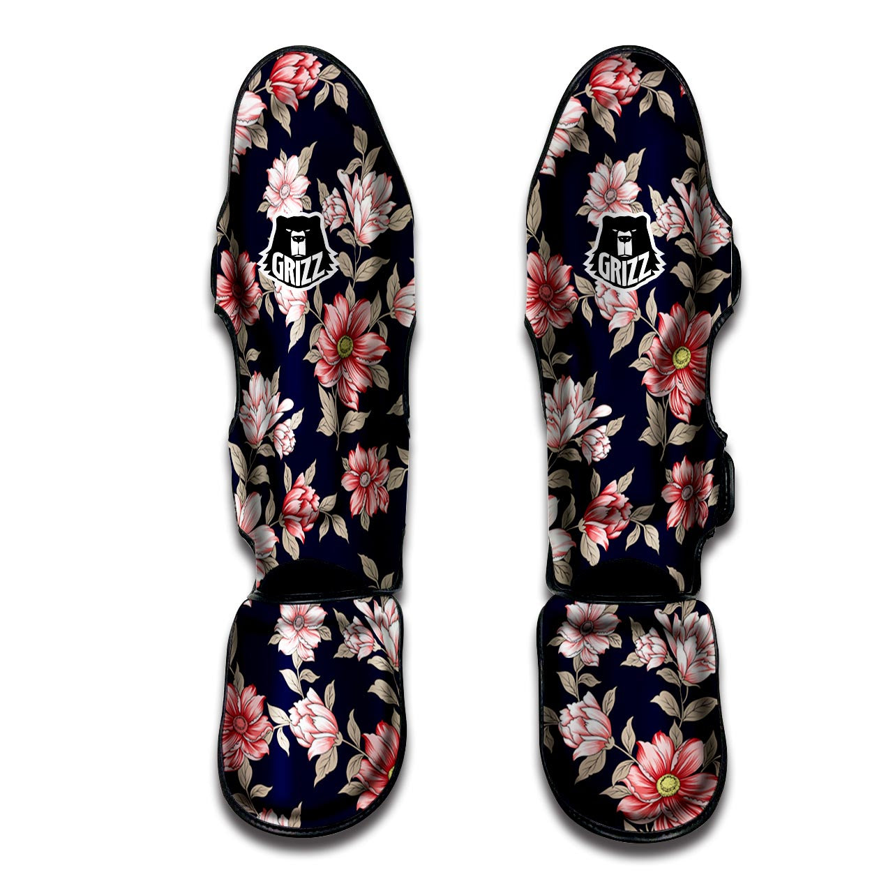 Floral Rose Print Muay Thai Shin Guard-grizzshop