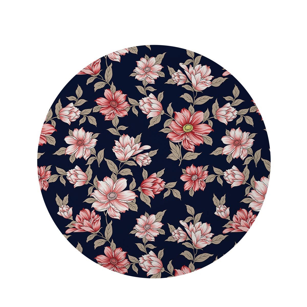 Floral Rose Print Round Rug-grizzshop