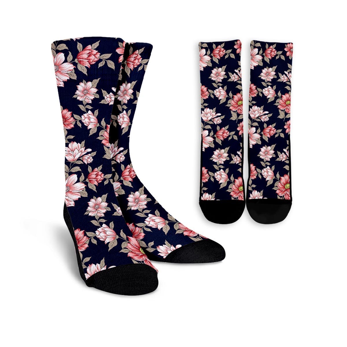 Floral Rose Print Unisex Socks-grizzshop