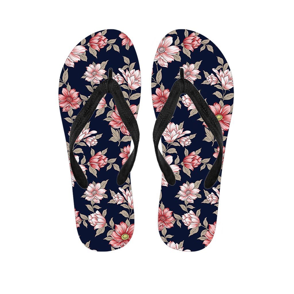 Floral Rose Print Women's Flip Flops-grizzshop