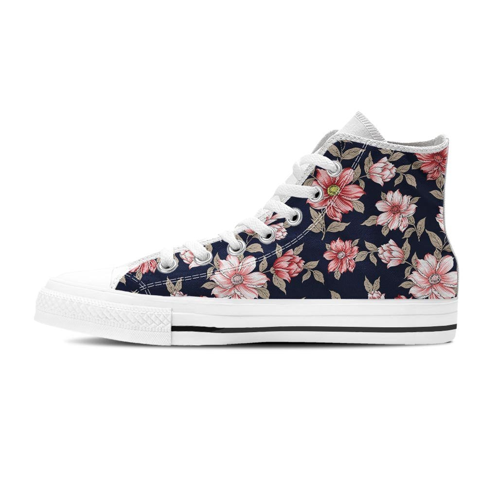 Floral Rose Print Women's High Top Shoes-grizzshop