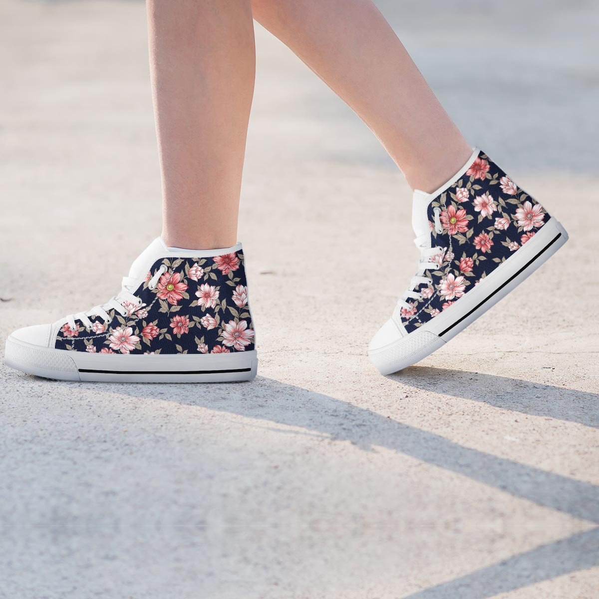 Floral Rose Print Women's High Top Shoes-grizzshop