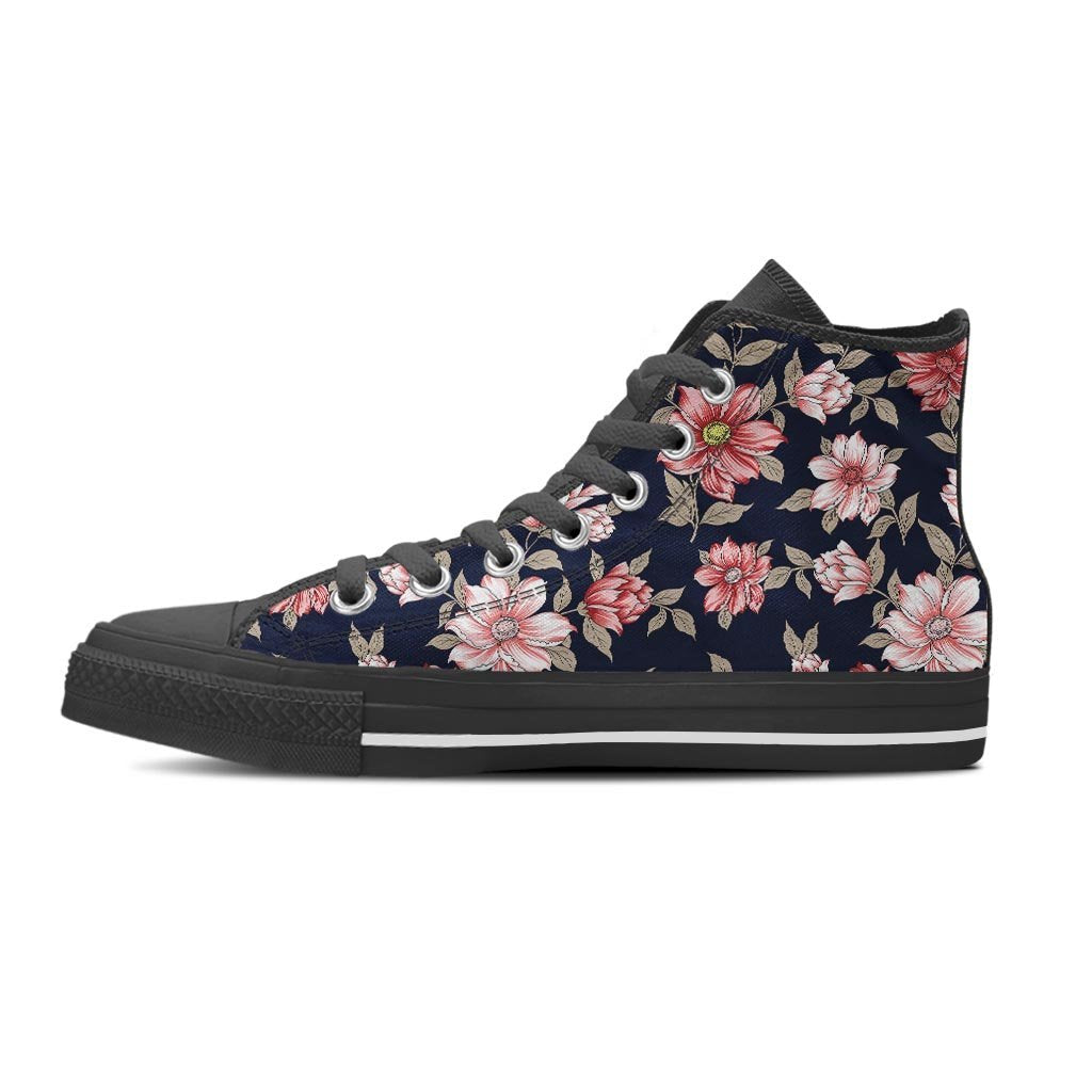Floral Rose Print Women's High Top Shoes-grizzshop