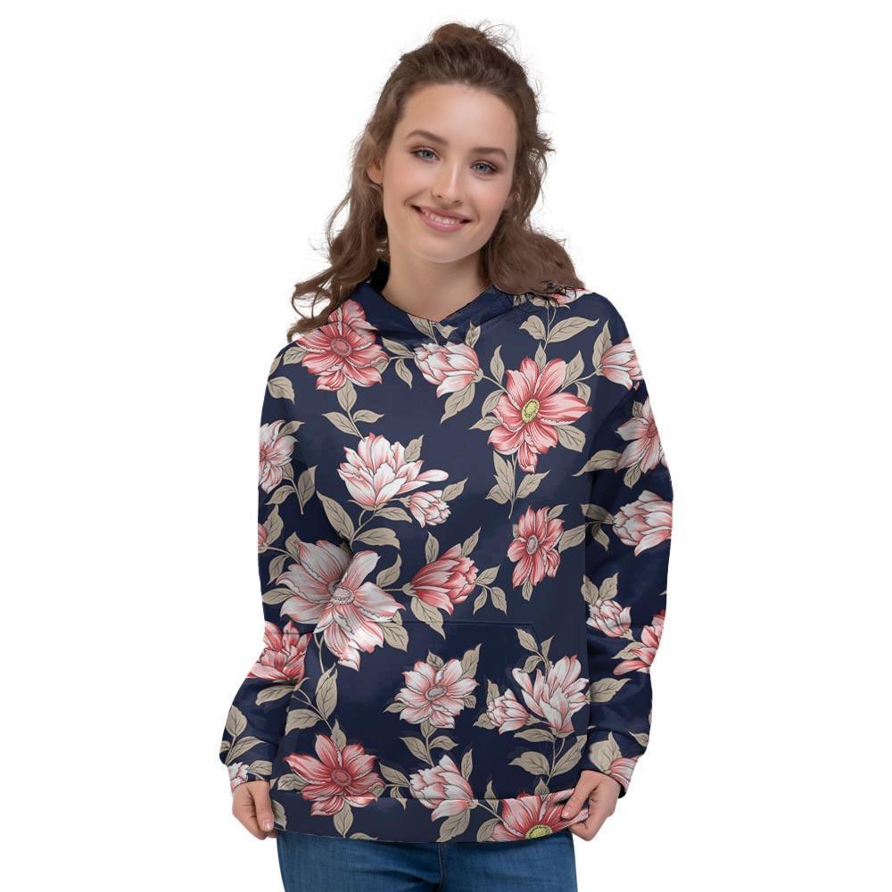 Floral Rose Print Women's Hoodie-grizzshop