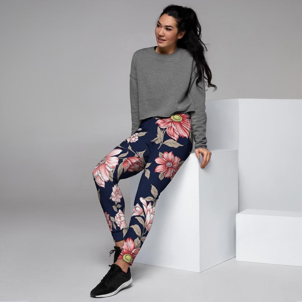 Floral Rose Print Women's Joggers-grizzshop