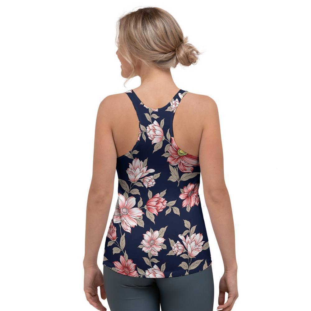Floral Rose Print Women's Racerback Tank Top-grizzshop