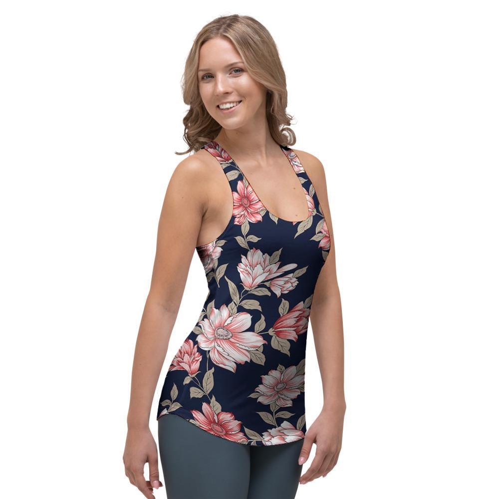 Floral Rose Print Women's Racerback Tank Top-grizzshop