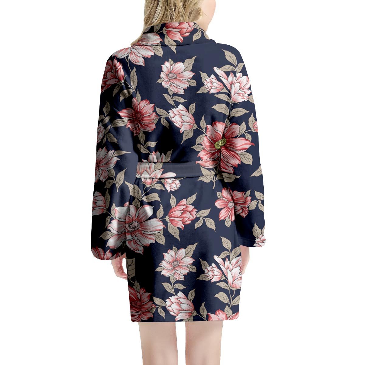 Floral Rose Print Women's Robe-grizzshop