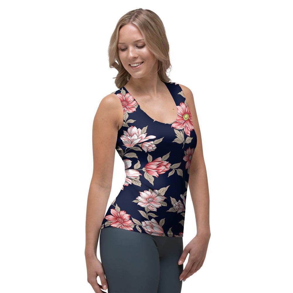Floral Rose Print Women's Tank Top-grizzshop