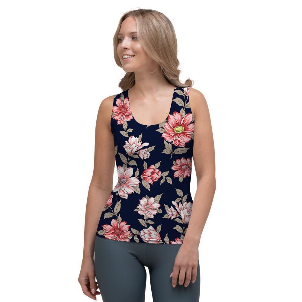 Floral Rose Print Women's Tank Top-grizzshop
