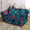 Floral Rose Sugar Skull Skeleton Girly Pattern Print Loveseat Cover-grizzshop