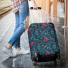 Floral Rose Sugar Skull Skeleton Girly Pattern Print Luggage Cover Protector-grizzshop