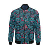 Floral Rose Sugar Skull Skeleton Girly Pattern Print Men's Bomber Jacket-grizzshop