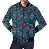 Floral Rose Sugar Skull Skeleton Girly Pattern Print Men's Bomber Jacket-grizzshop