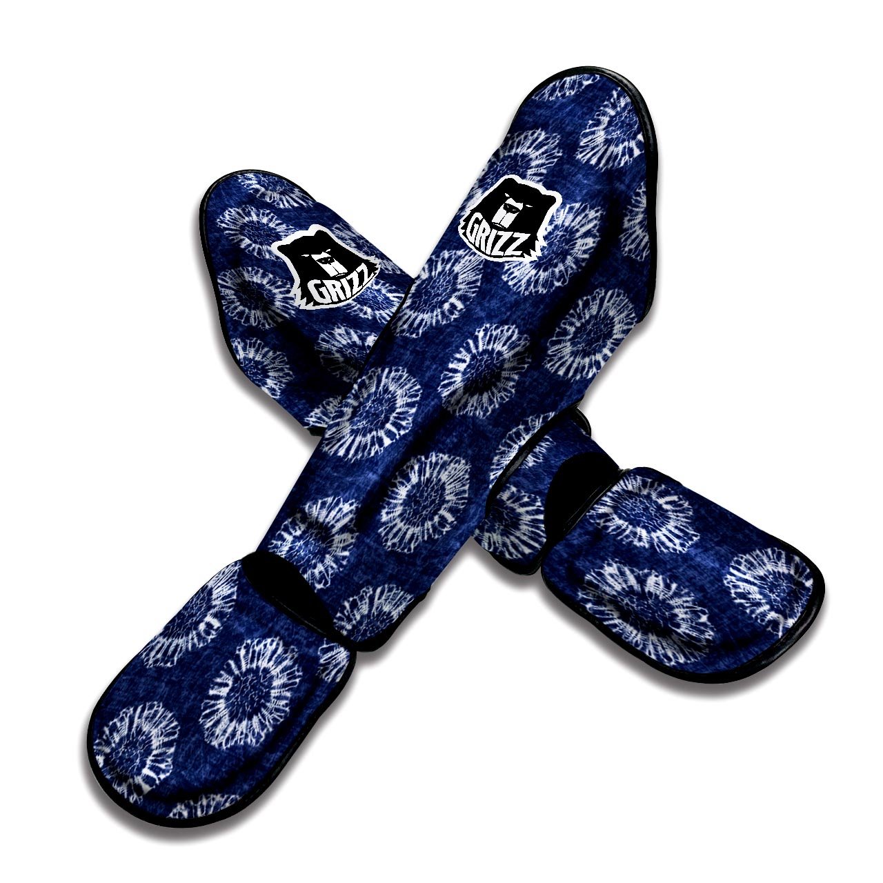 Floral Shibori Print Pattern Muay Thai Shin Guards-grizzshop