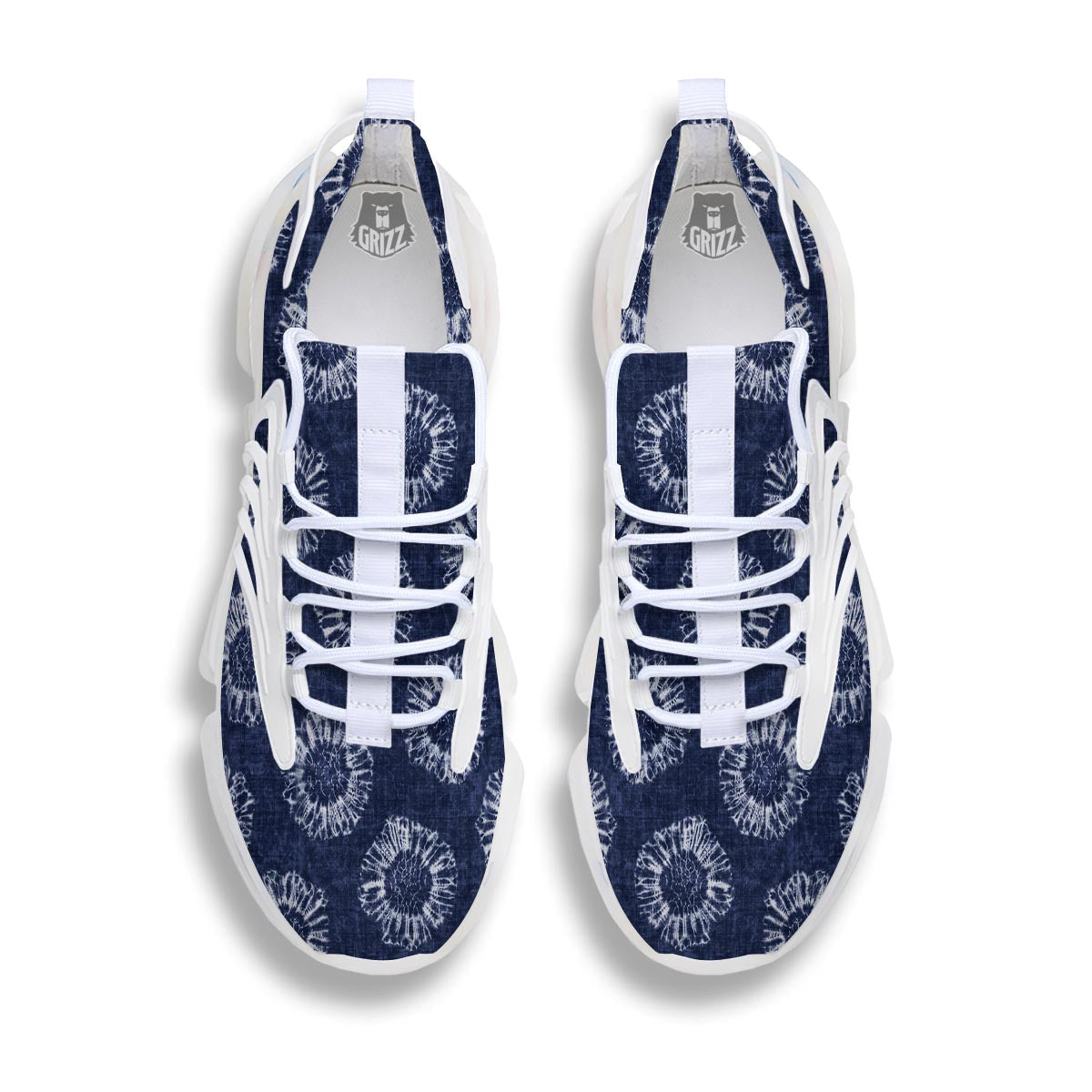 Floral Shibori Print Pattern White Gym Shoes-grizzshop