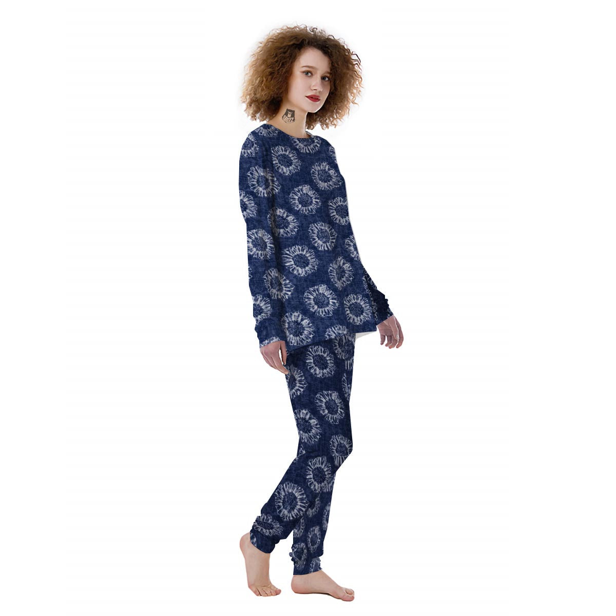 Floral Shibori Print Pattern Women's Pajamas-grizzshop