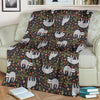 Floral Sloth Pattern Print Blanket-grizzshop