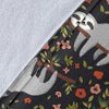 Floral Sloth Pattern Print Blanket-grizzshop