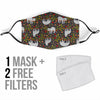 Floral Sloth Pattern Print Face Mask-grizzshop