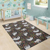 Floral Sloth Pattern Print Floor Mat-grizzshop